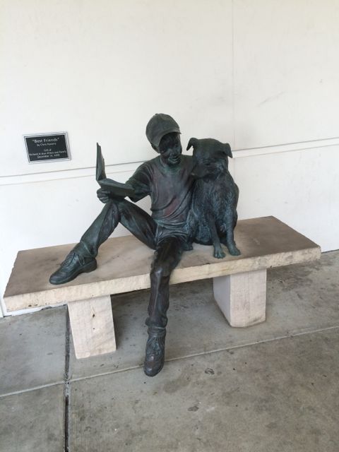 library - boy statue