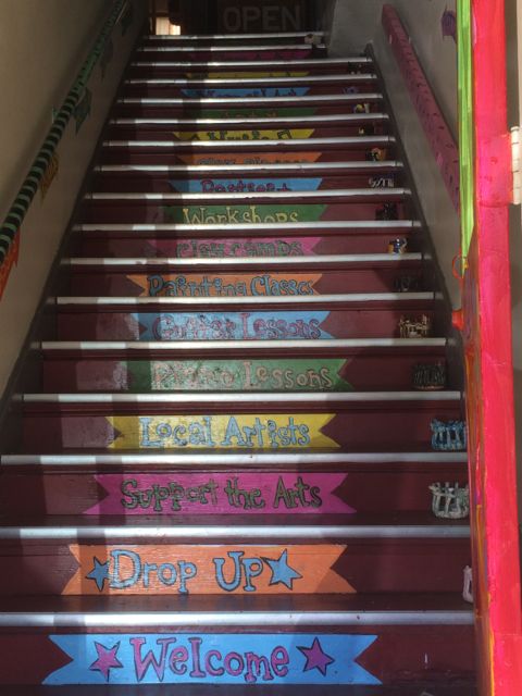 artists signs on the stairs