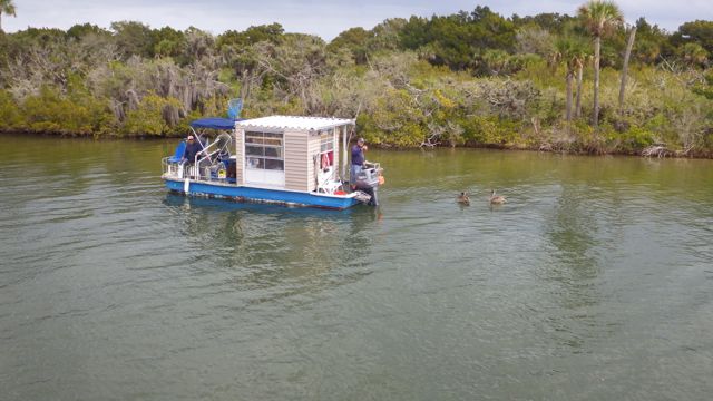 ! Fishing hut - 11.57am with pelicans following Feb 21 2015