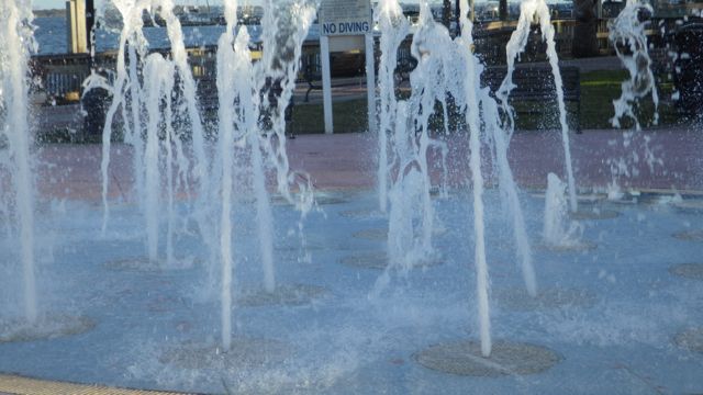 water fountain with sign - closeup