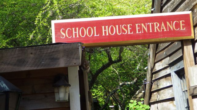 Squirrel in attendance - School house entrance 4-2-15