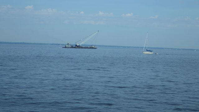 10.00am dredger being pushed up river 5-28-15