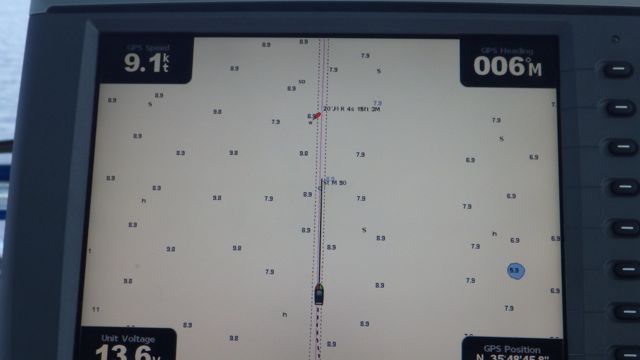 11.25am SM90 on the chartplotter 5-18-15