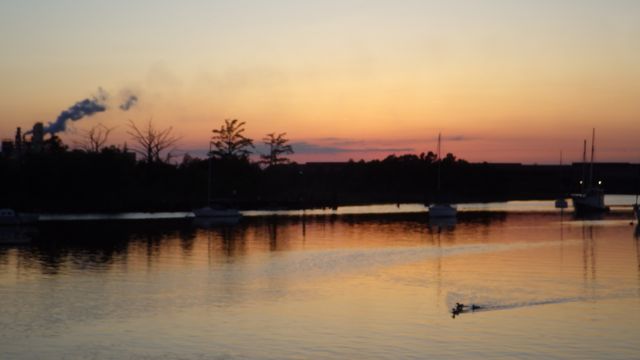20.00 - 8.00pm sunset with ducks in Harborwalk Mairna, Georgetown, Sc - 5-4-15