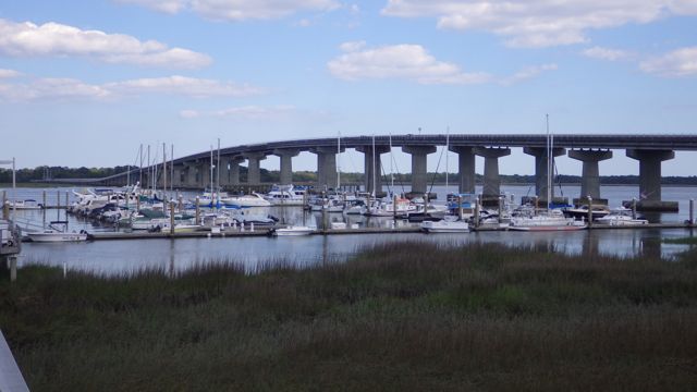 4.55pm - see our boat?  Far from the Dock Master Office - Beaufort, SC