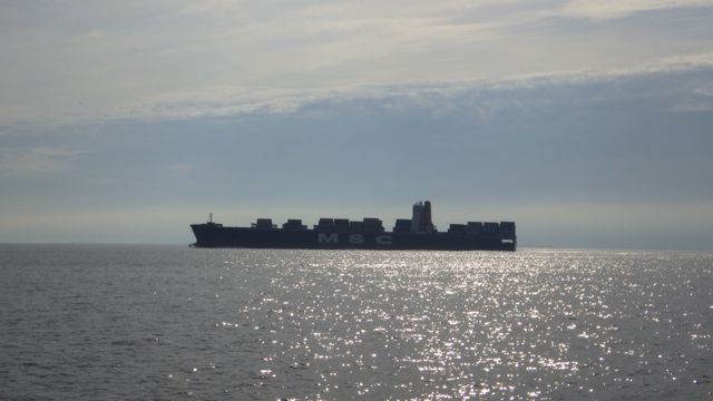 8.38am - cargo ship beside me - 5-28-15