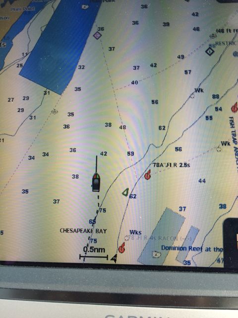 8.40am - little triangle beside the boat  5-28-15