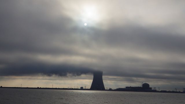 6.55am - power plant with cloud -sun - 5-30-15