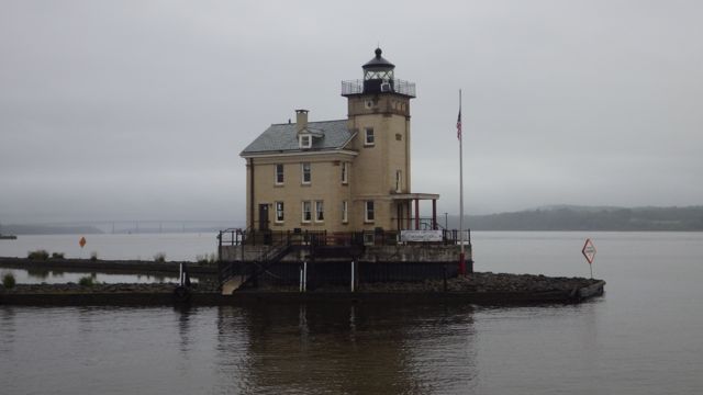 8.57am at the Rondout Creek Inlet with sign - 6-15-15