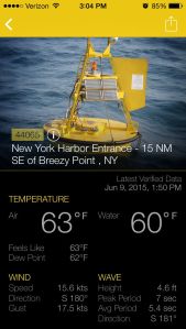 buoy info NY harbor 4.6ft waves!!  6-9-15