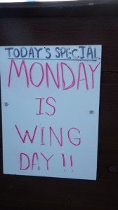 8.22am - Monday is Wing Day!! Killbear Marina 8-4-15