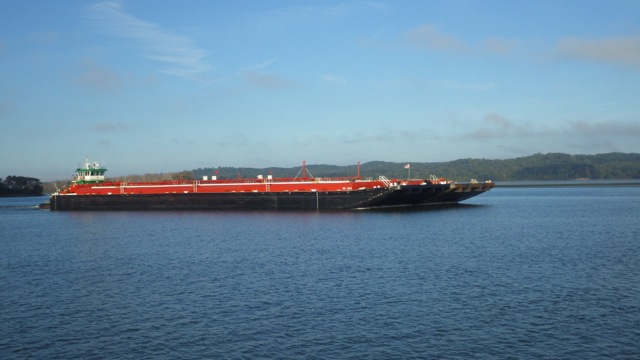 8.02am - first barge of the day 10-5-15