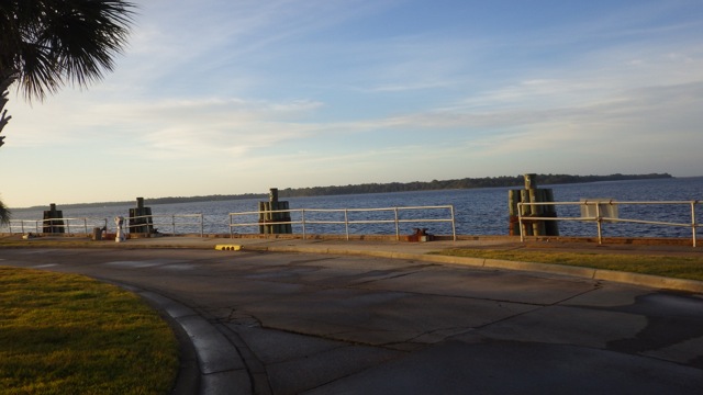 6.40am - numbered pilings along the bay Panama City Marina 11-13-15