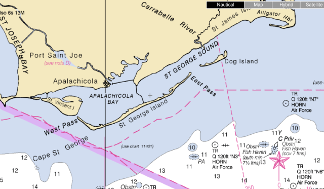 Apalachicola and East Pass map